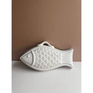 Ceramic White Fish Bowl | Wall Hanging Mold | Nautical Coastal Decor | 11" Fish